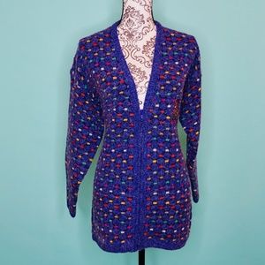 Vintage 80’s Kitty Hawk Purple Multi Cardigan